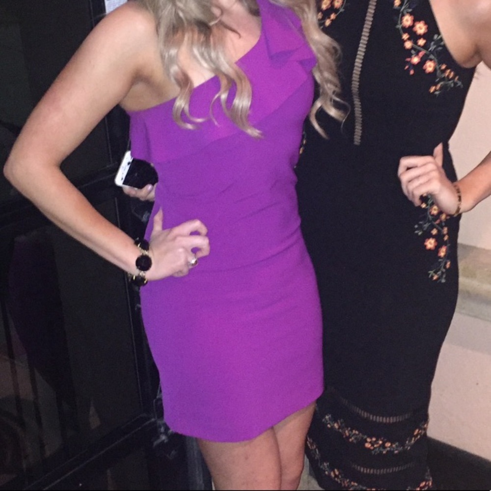 Gorgeous one-shoulder purple/magenta Parker dress